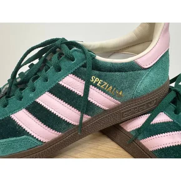 Adidas NWB Size 9.5 Handball Spezial Collegiate Green & Pink Velvet Kelly Dark - Picture 1 of 11